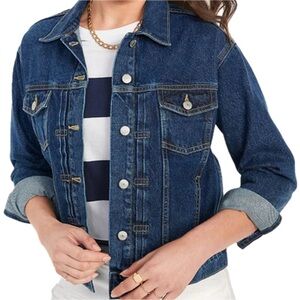 OLD NAVY Classic Denim Jacket Small Tall Medium Wash Stretch Jean Jacket NWOT